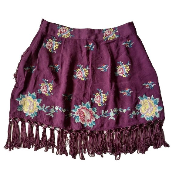Urban Outfitters Harmony Fringe Purple Mini Skirt Size‎ Small - Picture 5 of 8